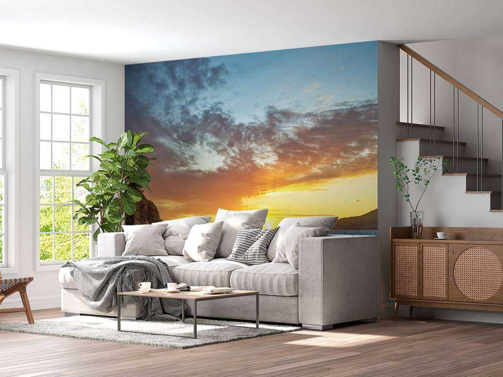 solnedgang på en øy