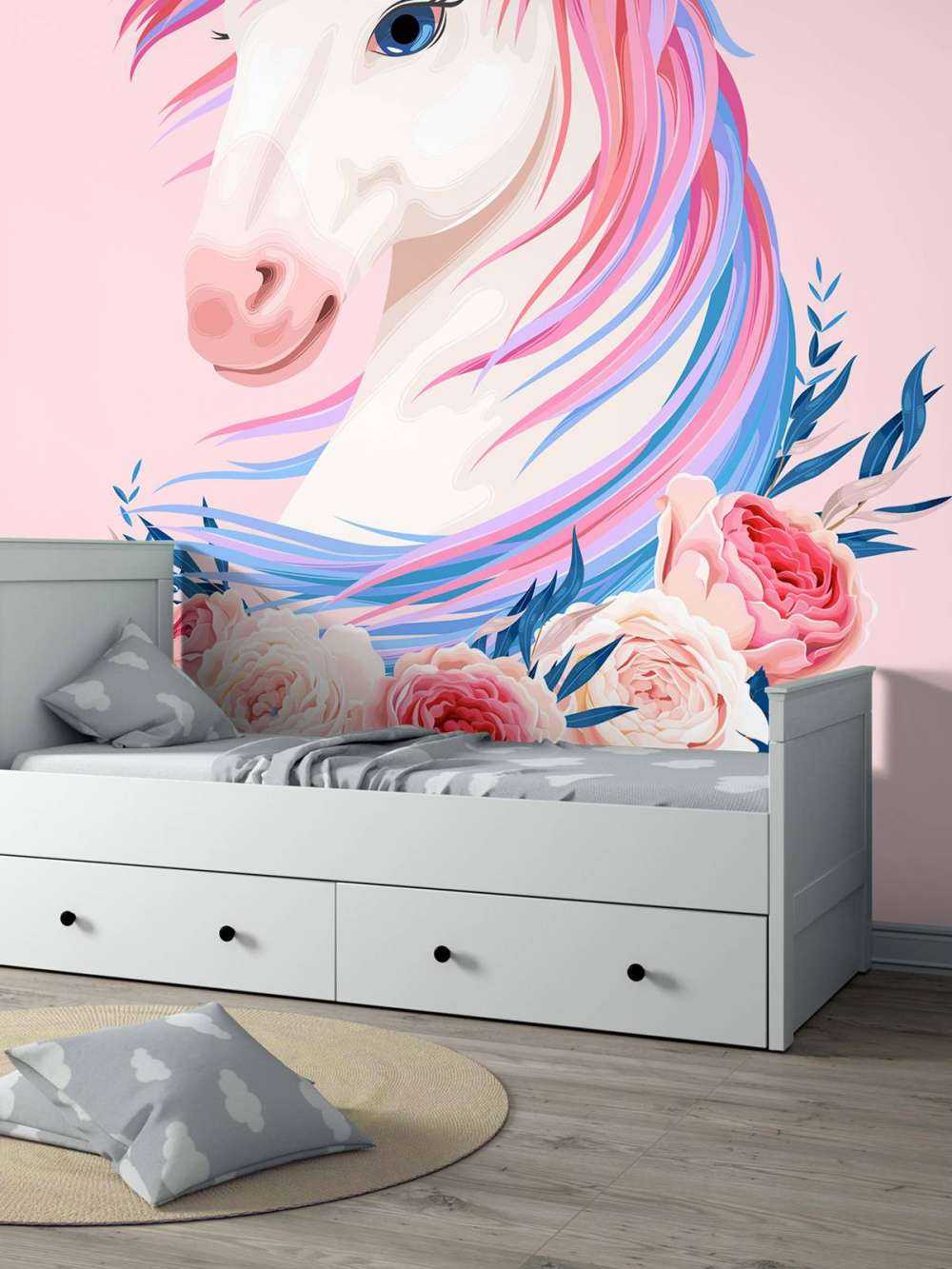 Enhjørning med blomster