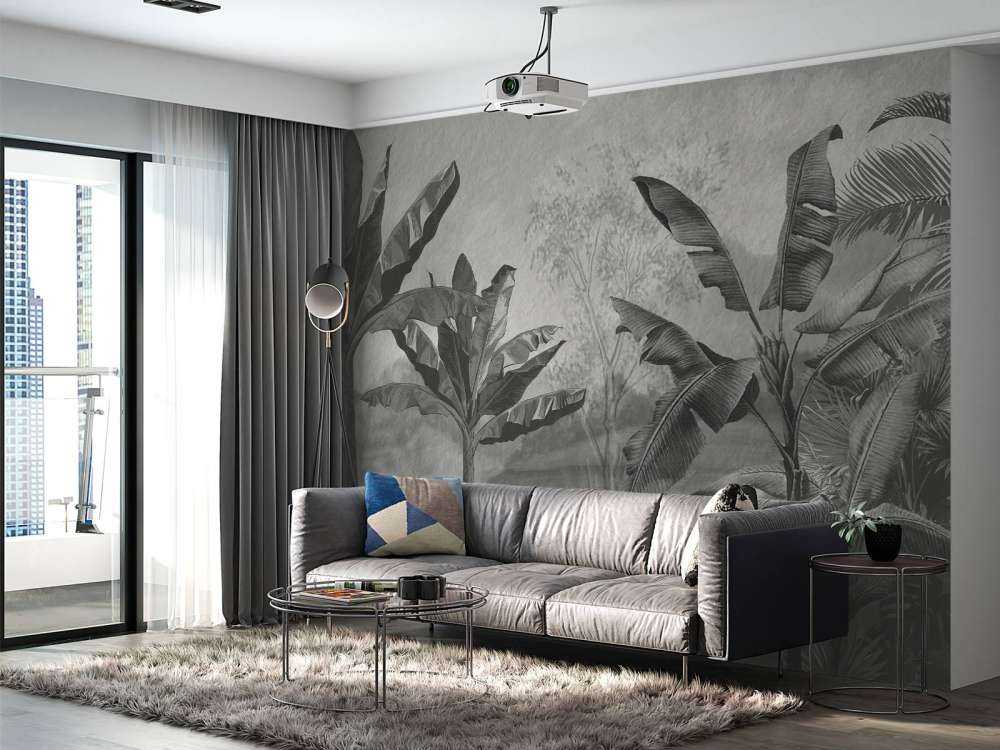 Banantrær i svart og hvitt