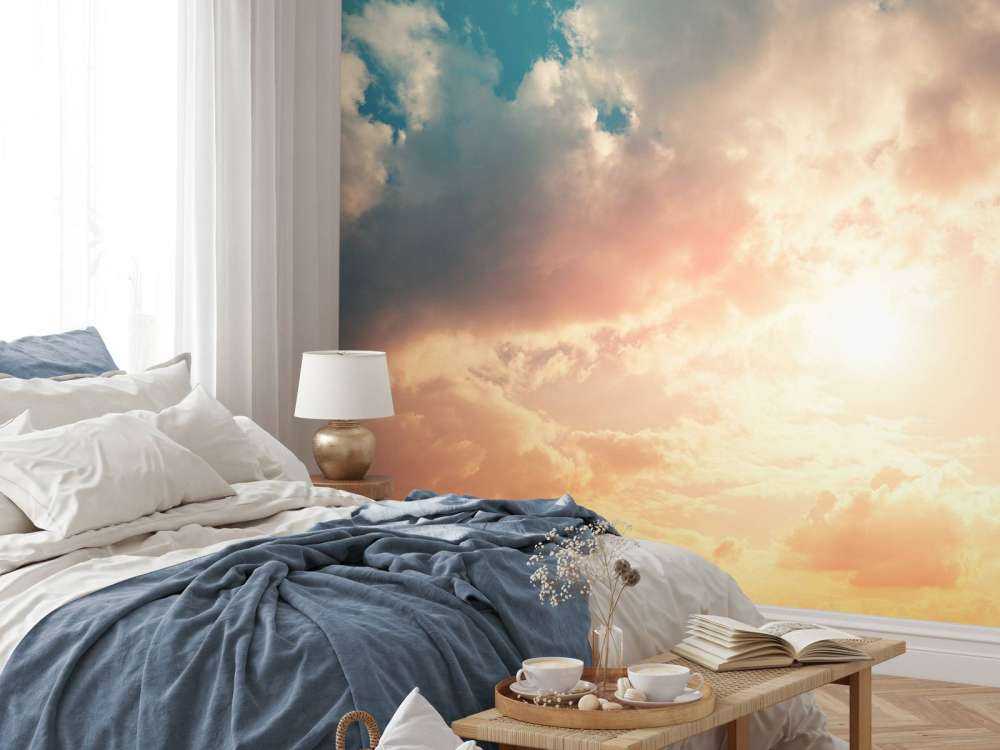 Farget himmel med skyer