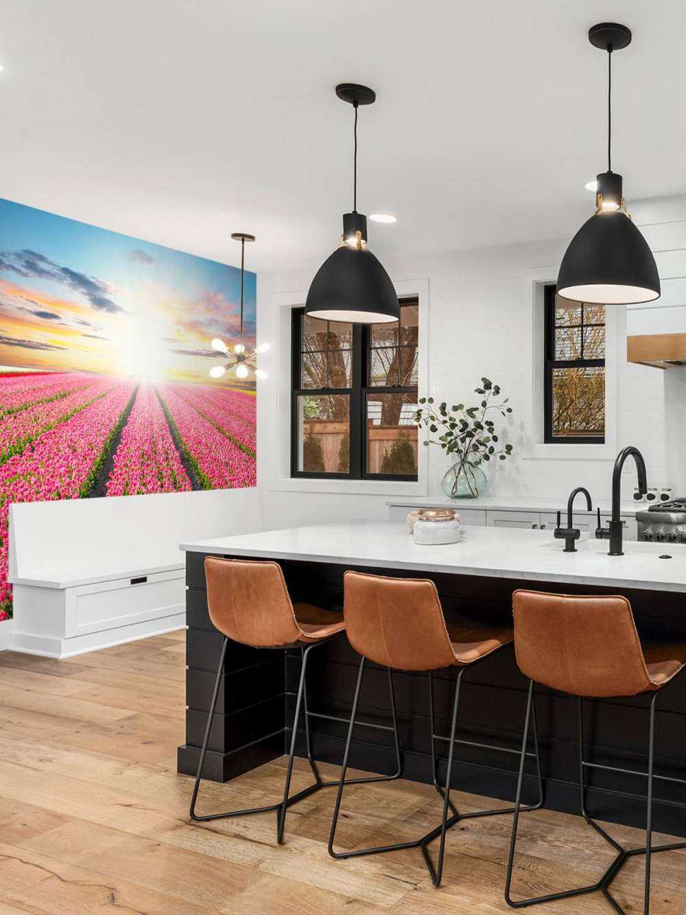 tulipanner med stigende sol