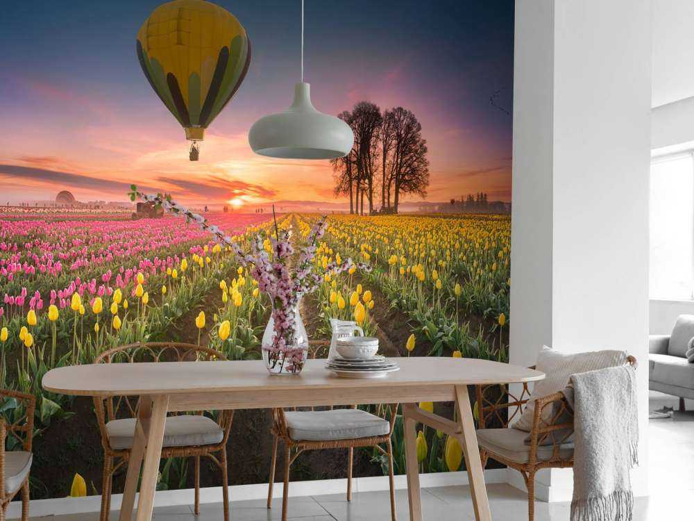 Rosa gul tulipanfelt