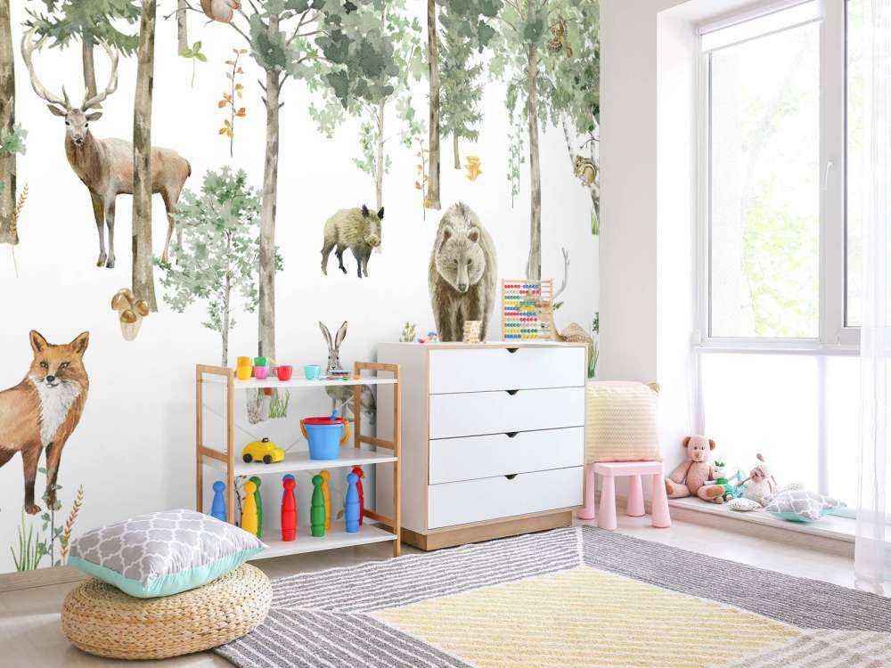 Skogdyr med akvarell