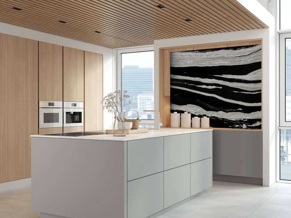 Svart marmor med hvite årer