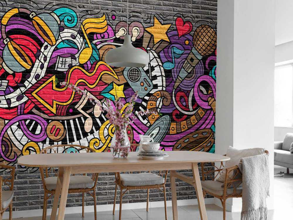 Musikgraffiti på tegelsten