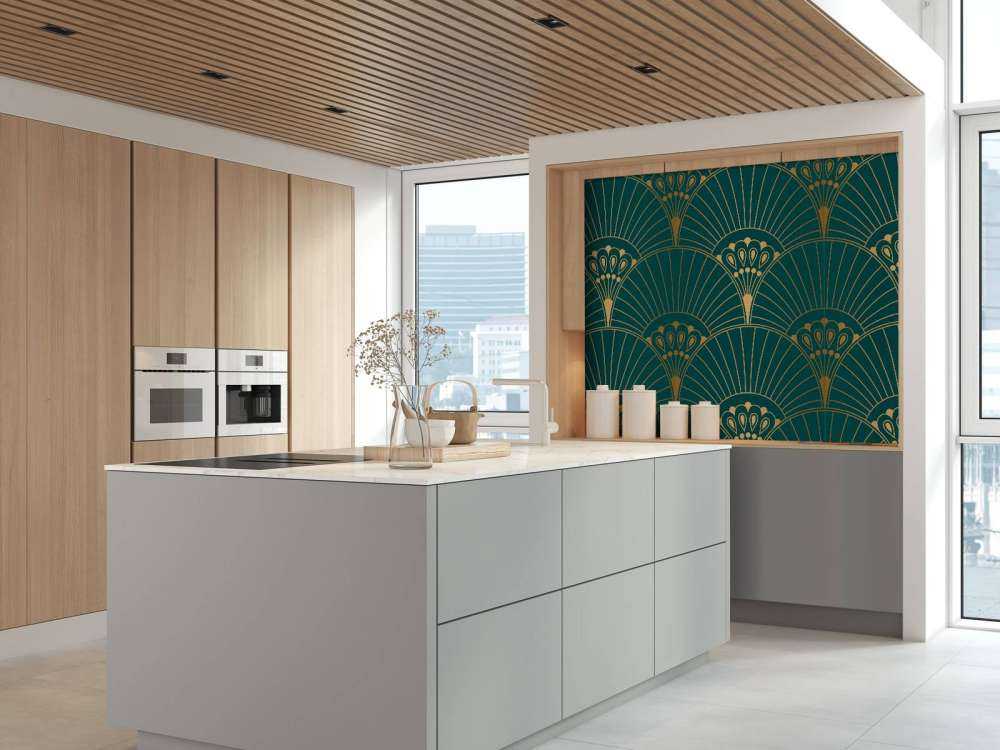 Art deco-fläkt i teal