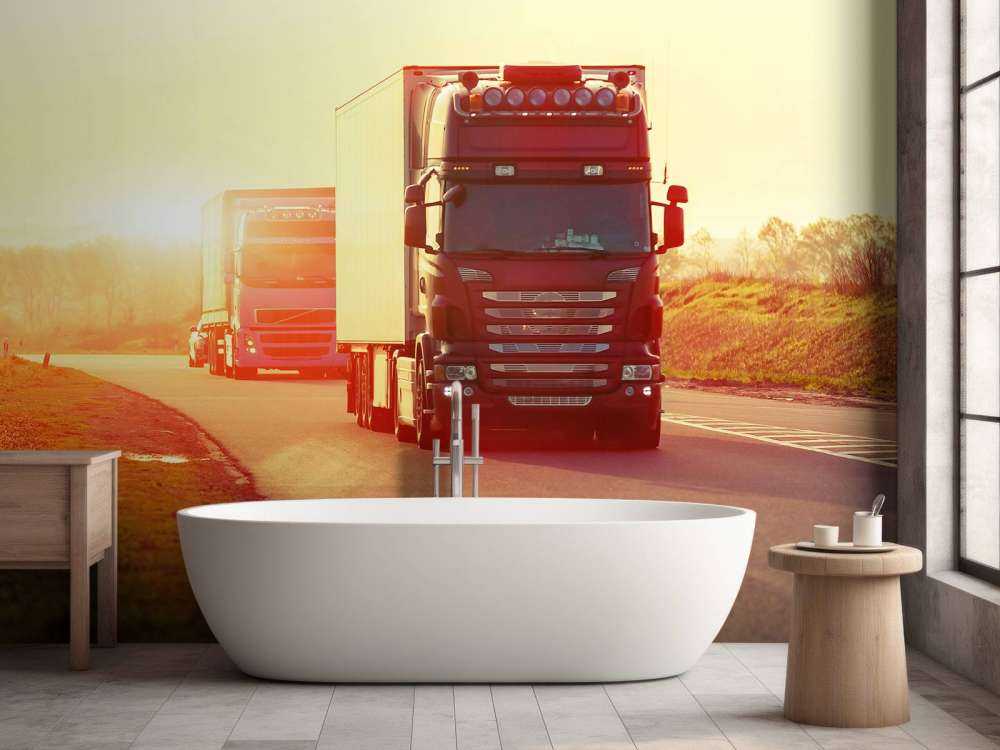 Lastbilar på en motorväg