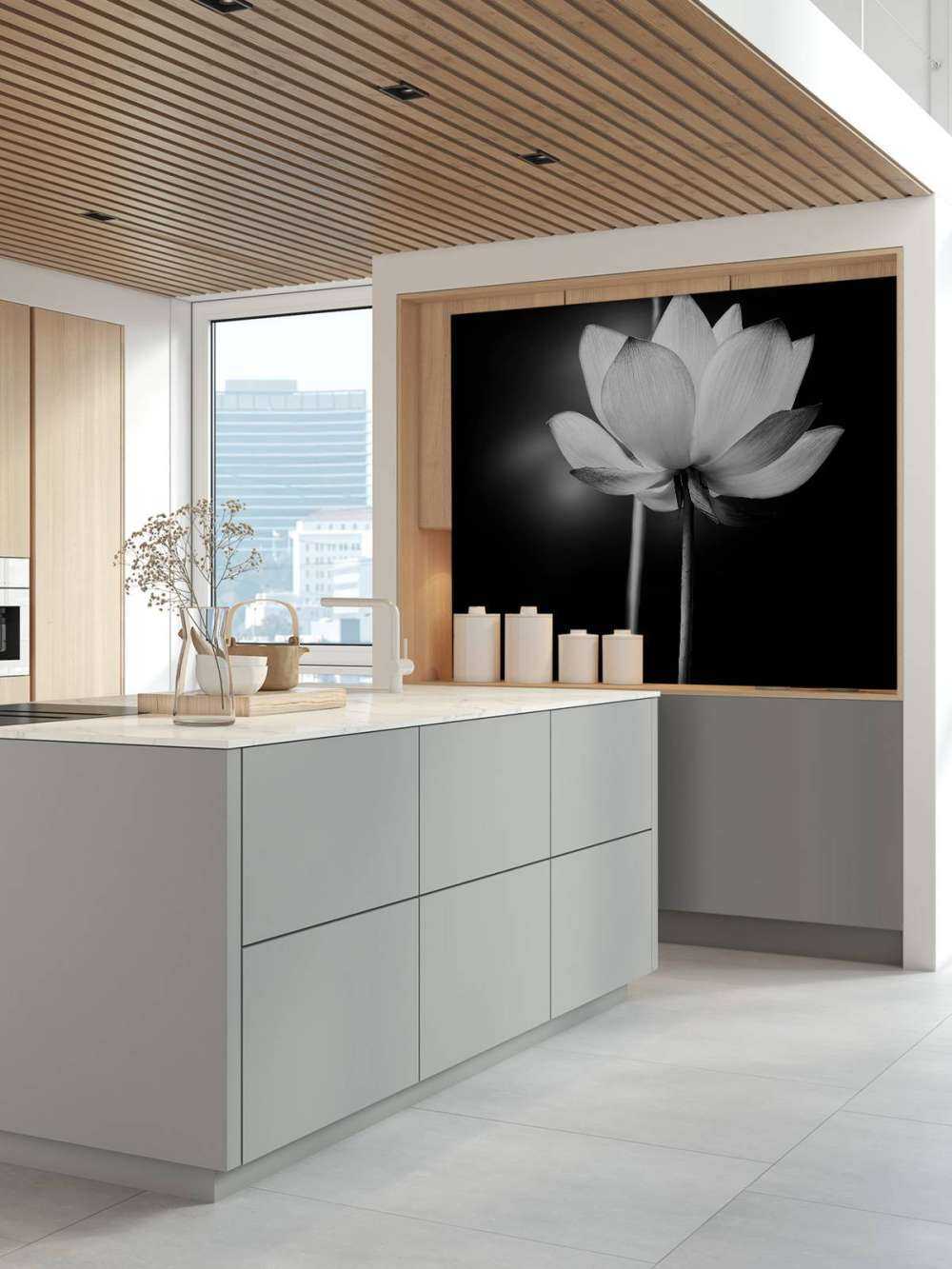 Lotus blommar svartvitt