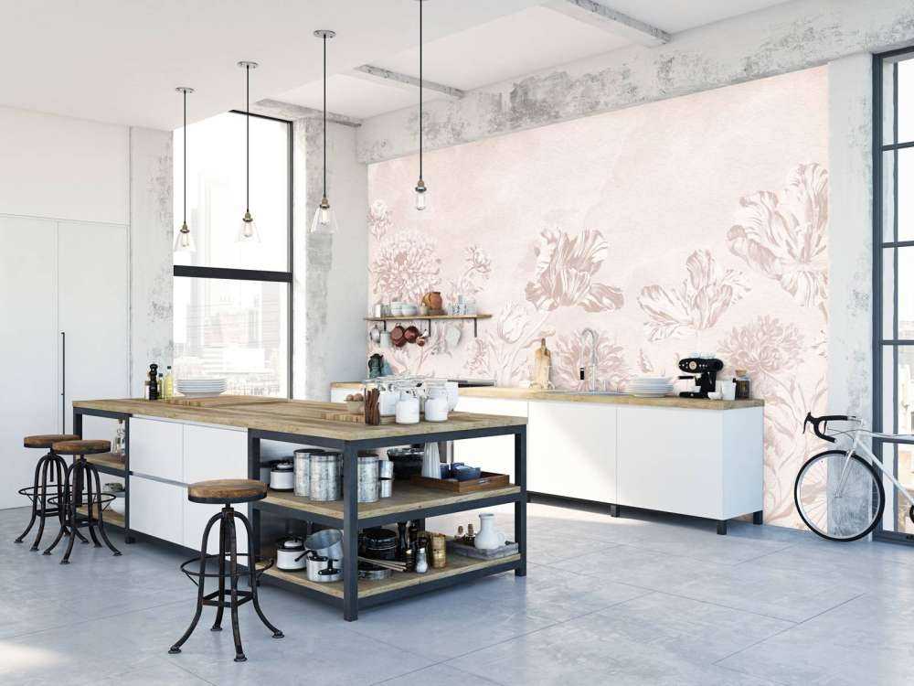 Barockblommigt landskap - puderrosa