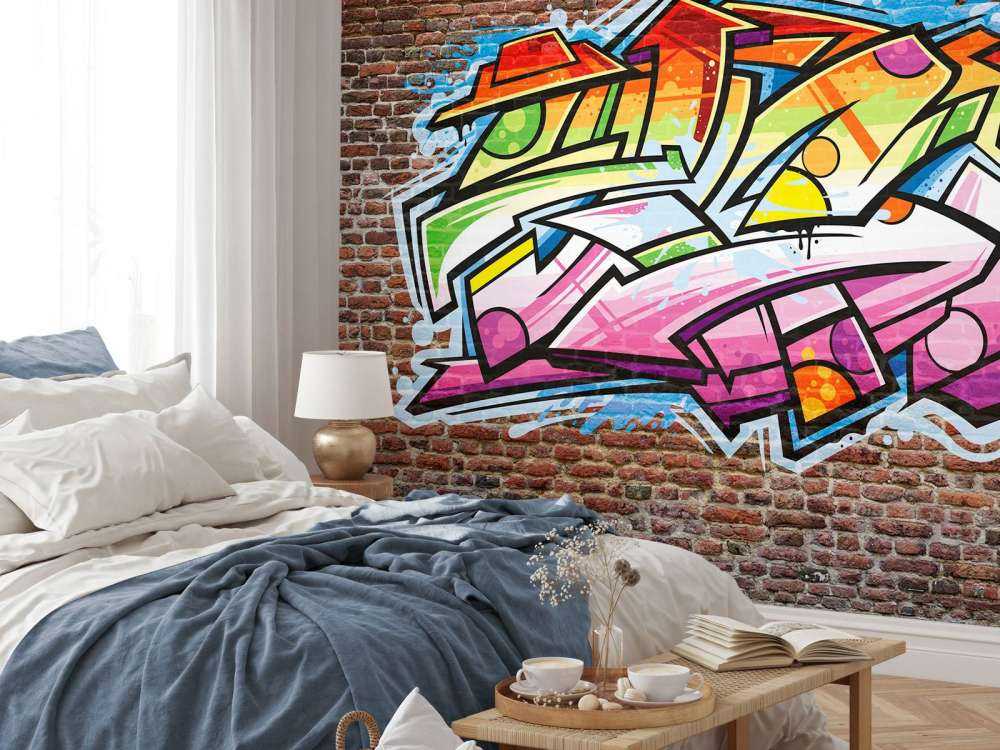 Graffiti på røde mursten