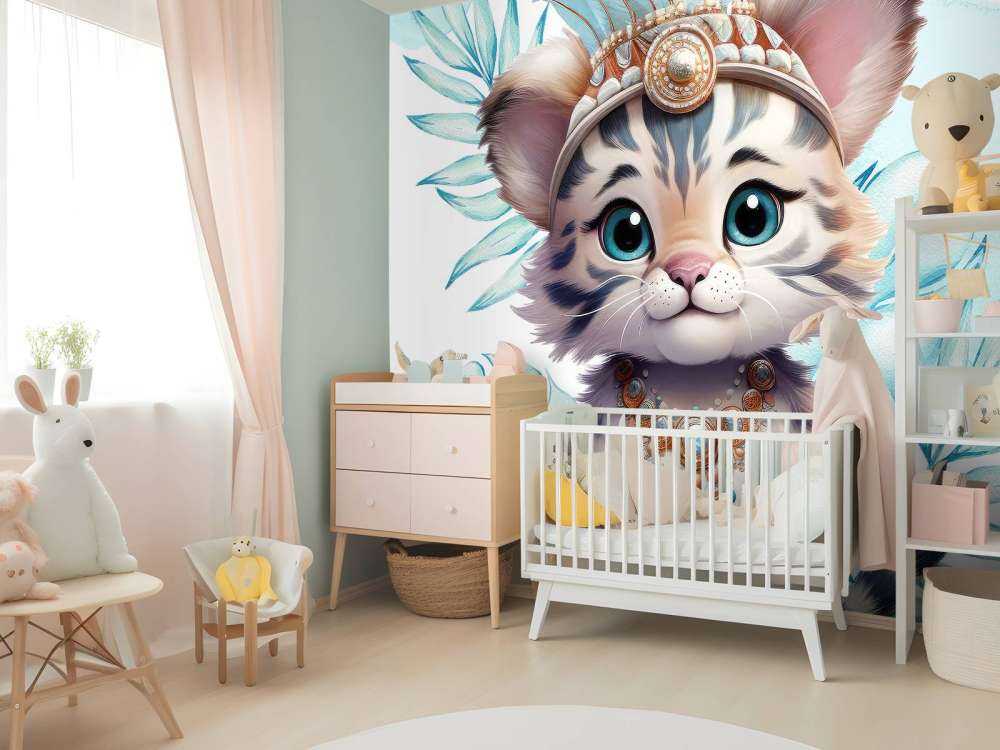 Tigerunge og blåt blad