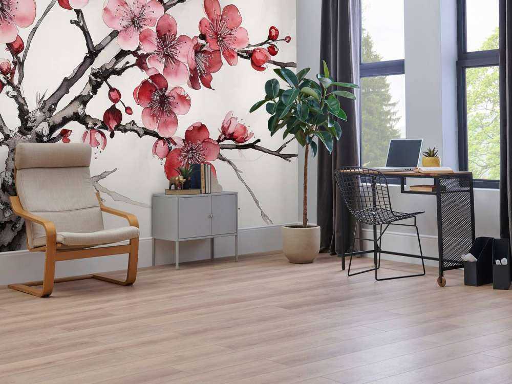 Blæktegning af kirsebærblomster grene #6