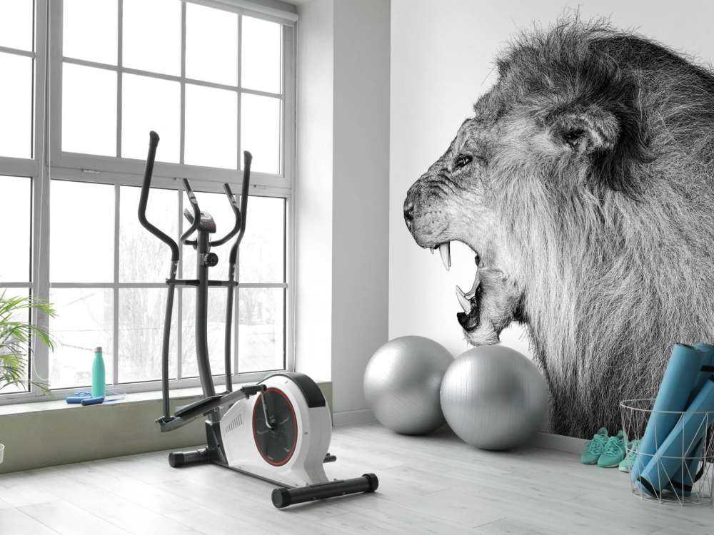 Brølende løve hvid