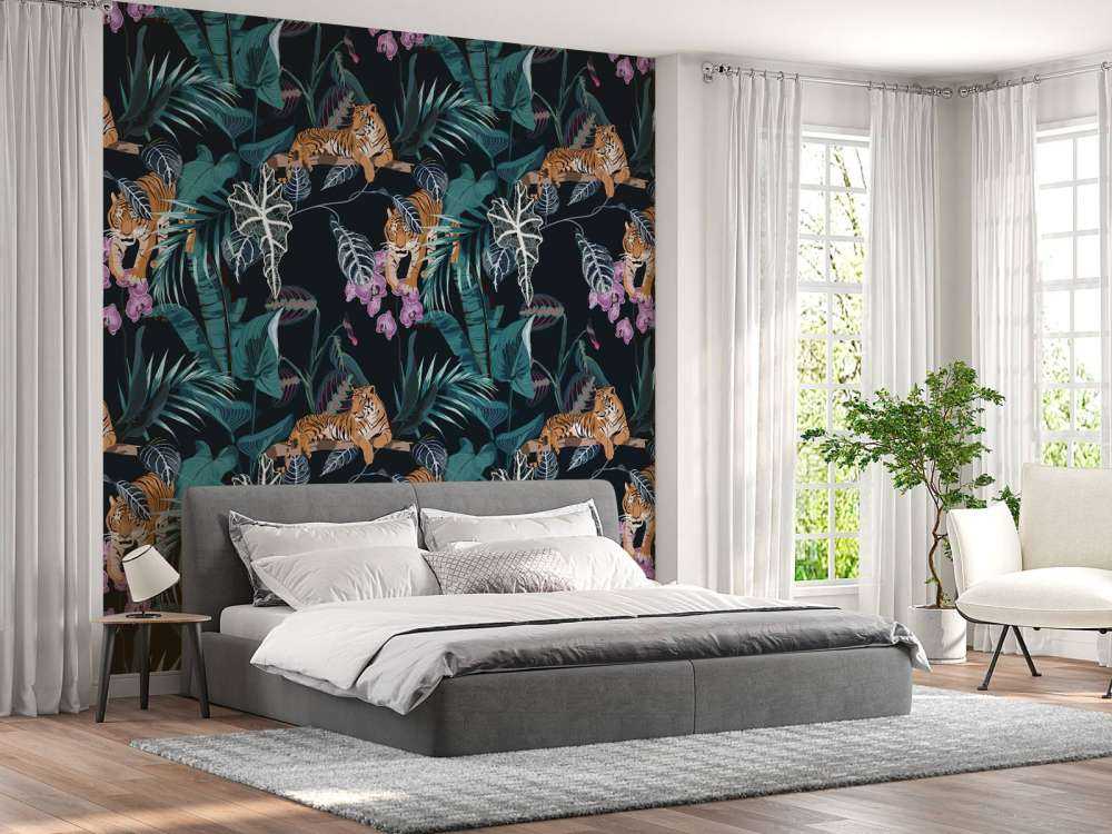 Tigre, blade og blomster