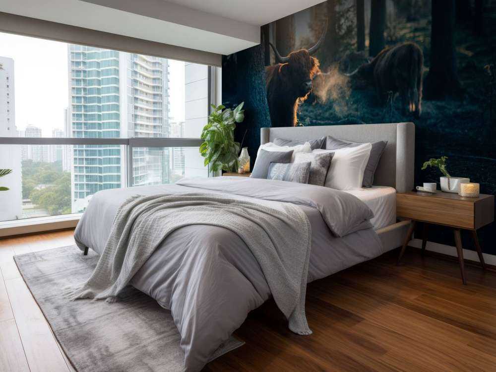 Scottish Highlander i morgenlys