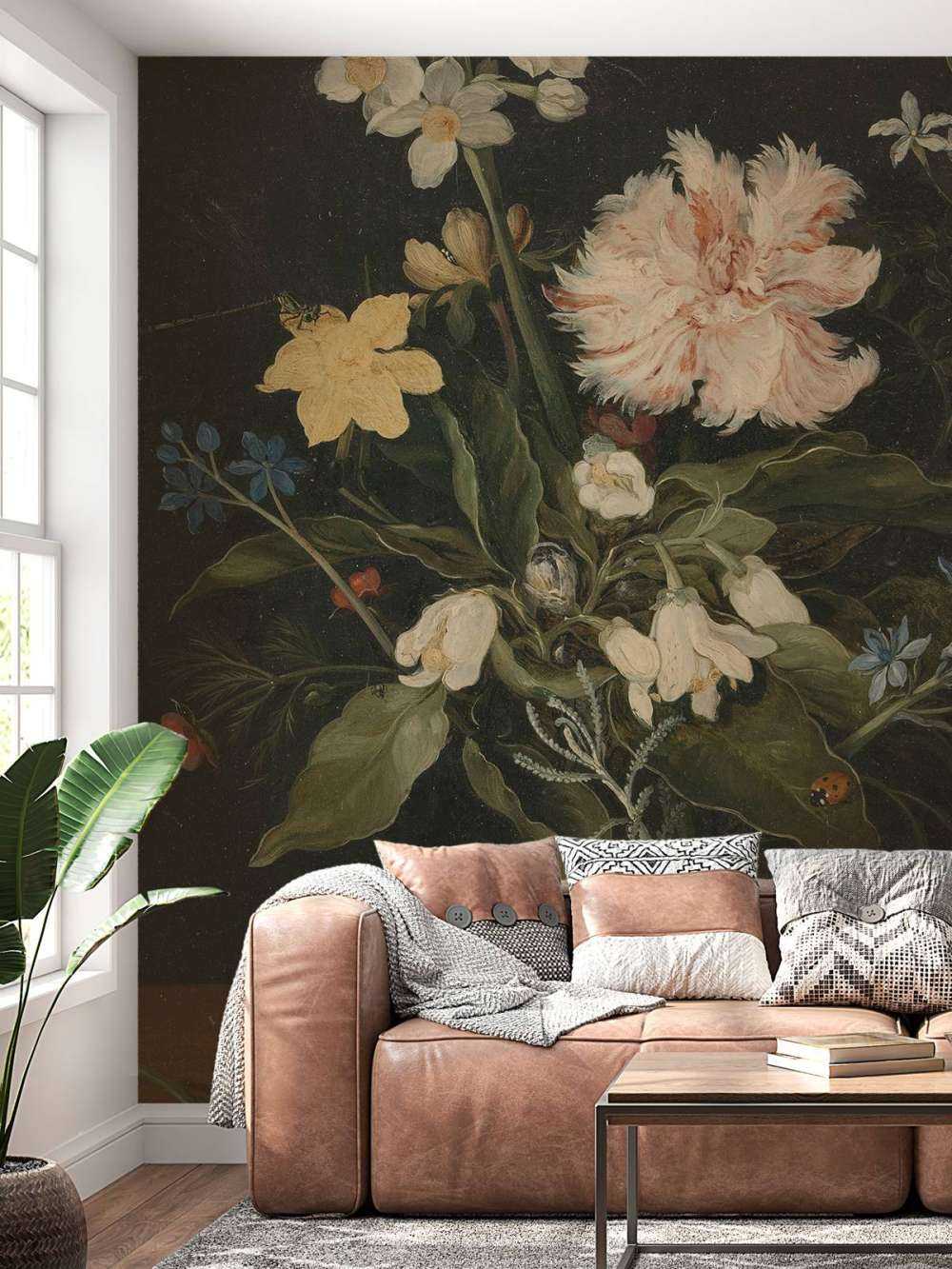 Stadig liv med blomster i et glas