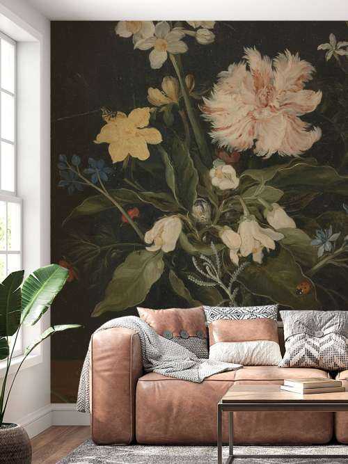 Stadig liv med blomster i et glas