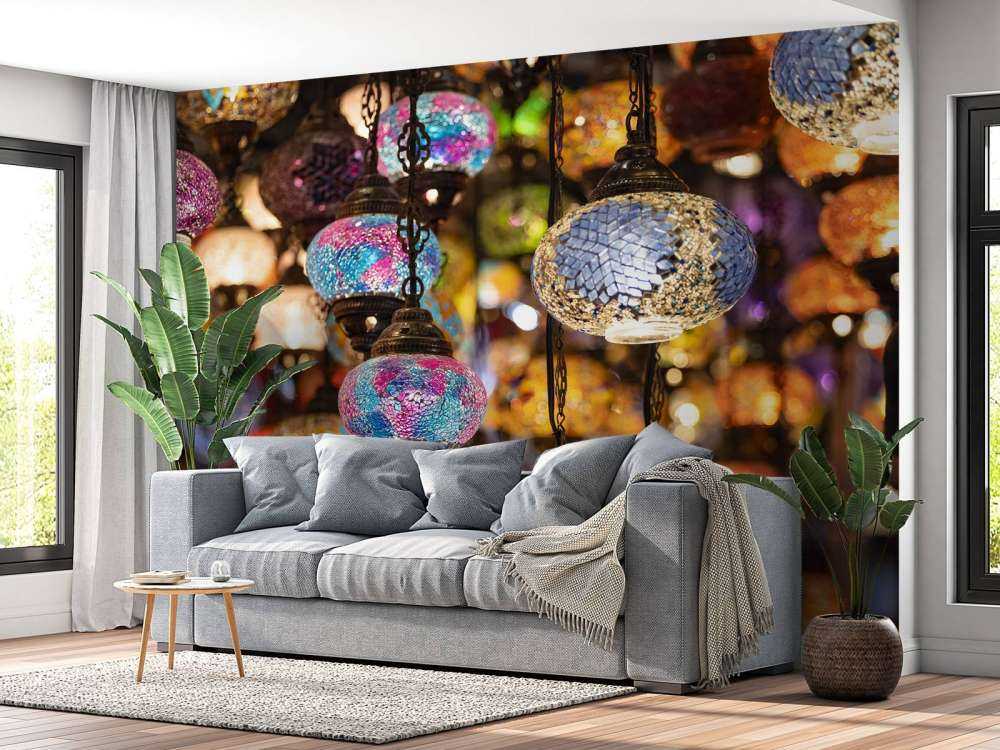 Farverige glaslamper