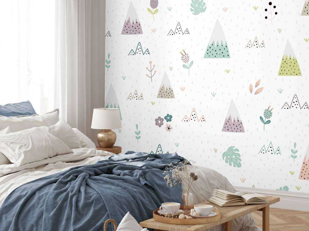 Bjerge, planter og blomster mønster