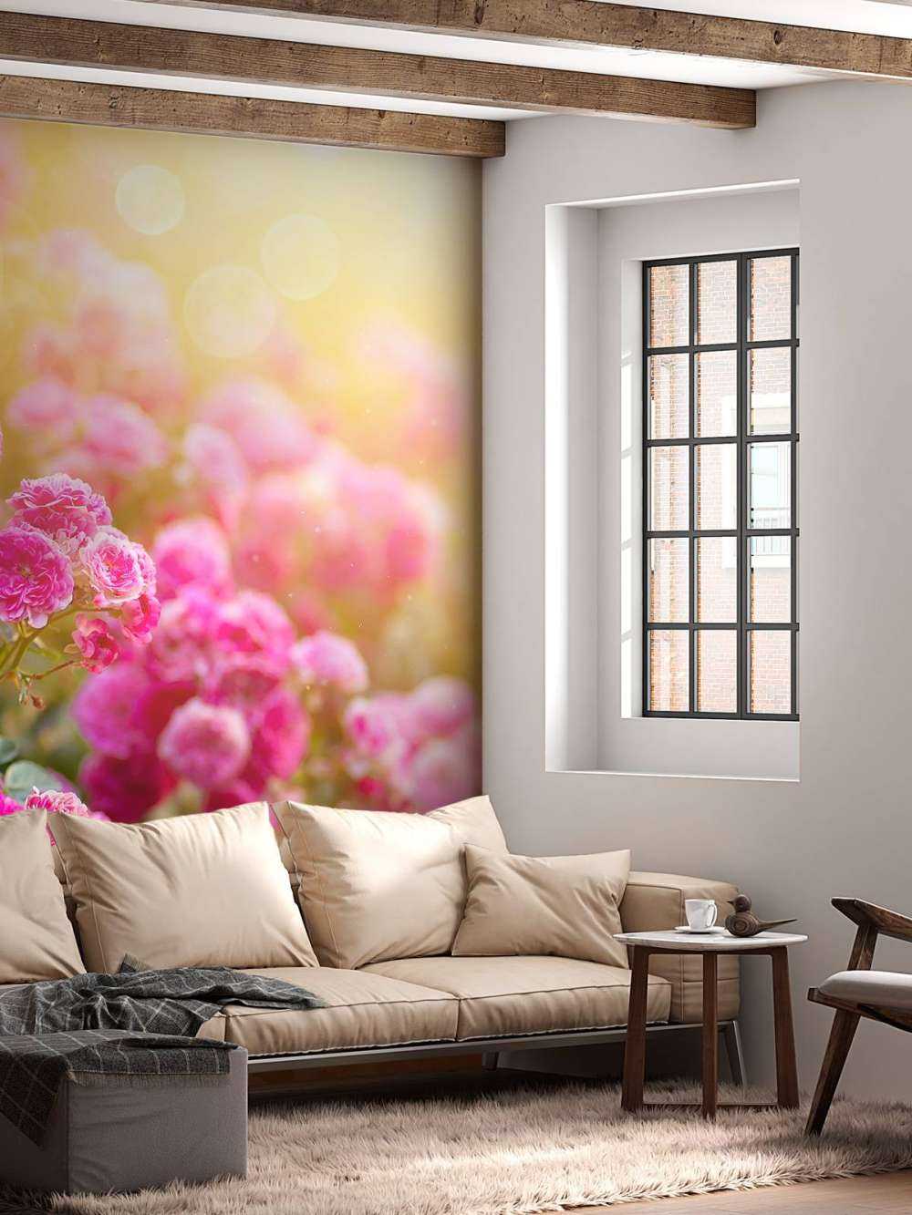 Lyserøde rosenbuske