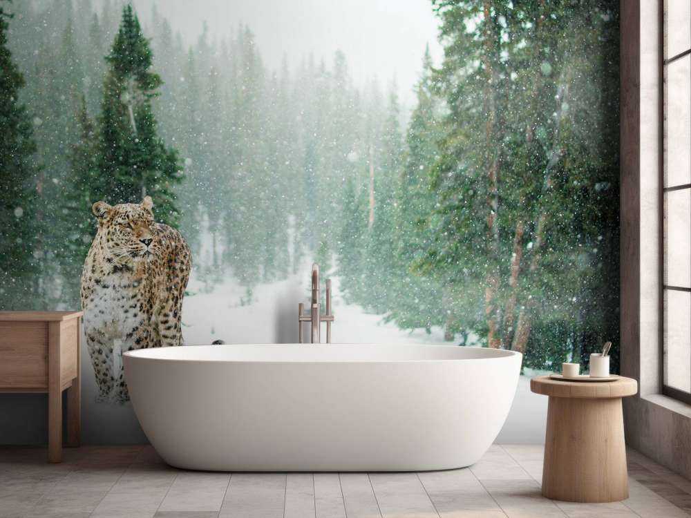 Leopard i sneen