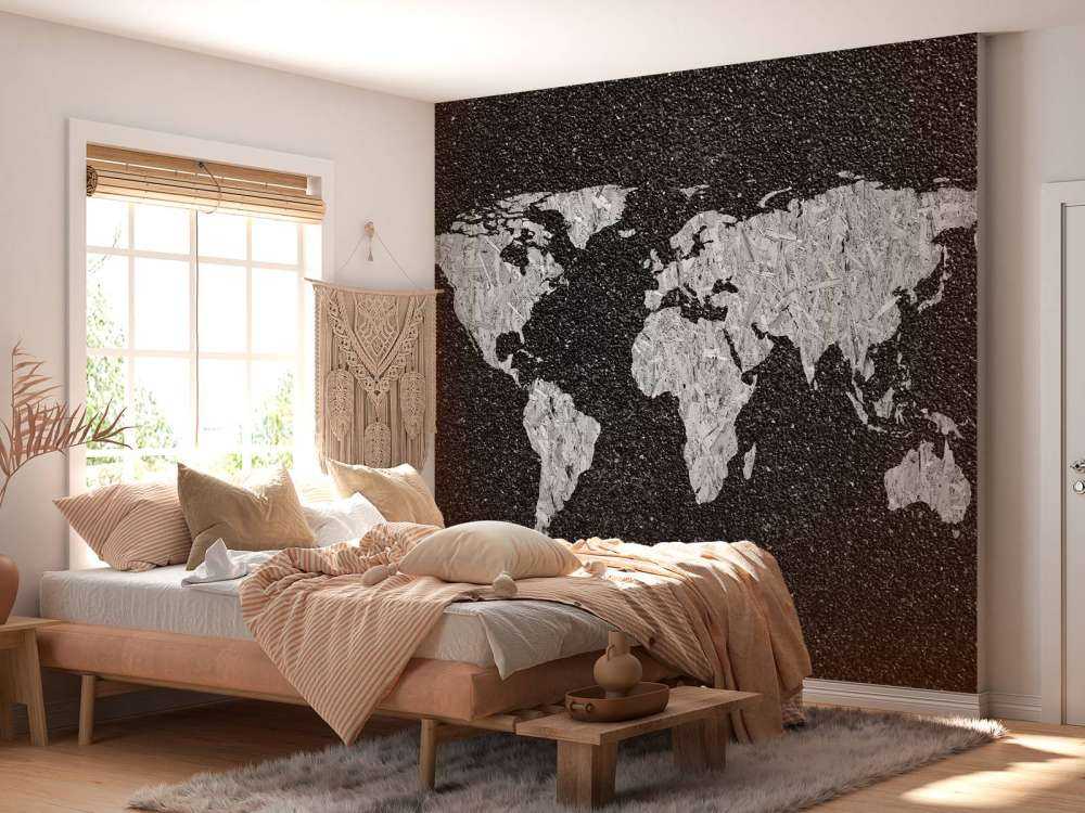 Hvitt verdenskart på svart bakgrunn