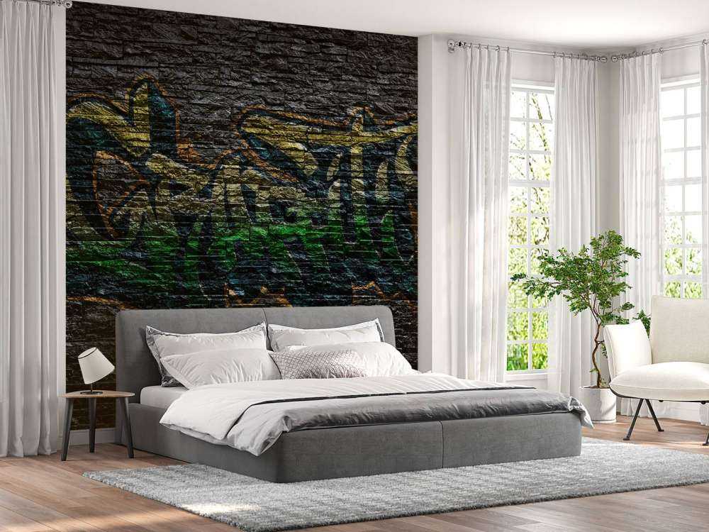 Graffiti på svarte steiner