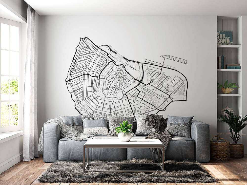 Amsterdam sentrumskart, hvitt