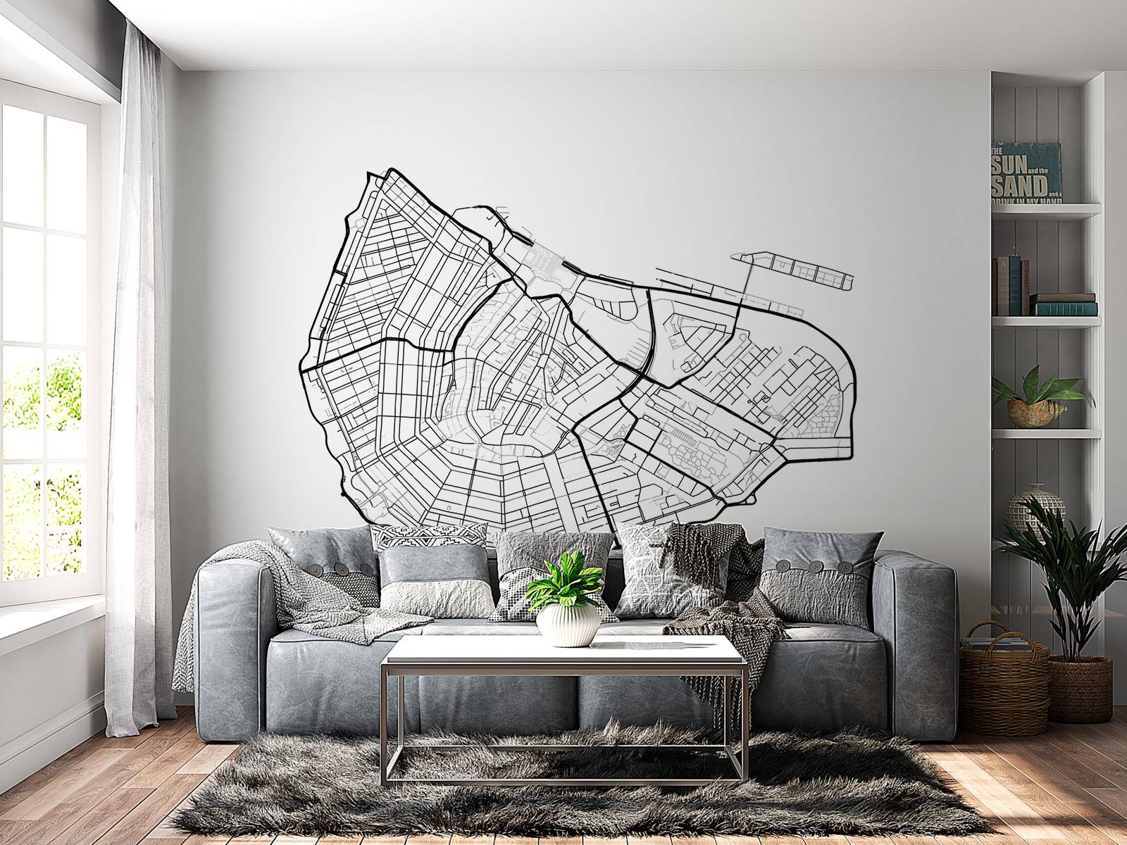 Amsterdam sentrumskart, hvitt