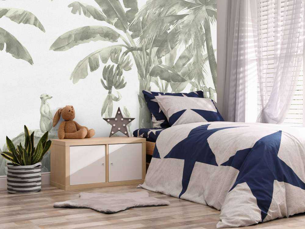 Små jungeldyr i grønt