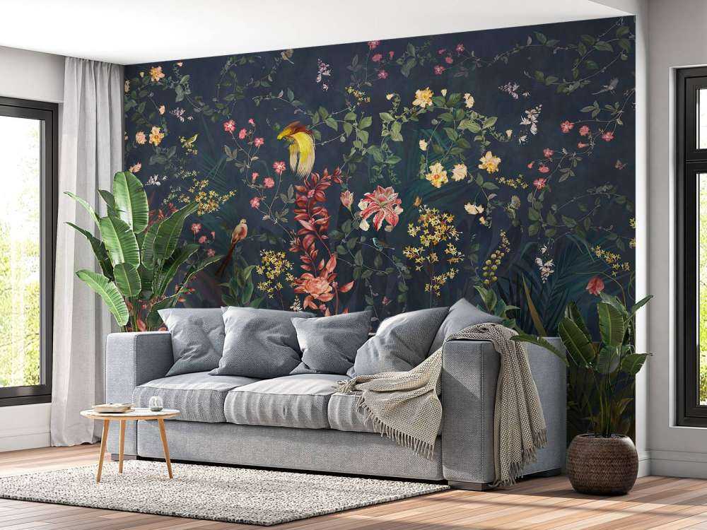 Jungelblomster og fugler