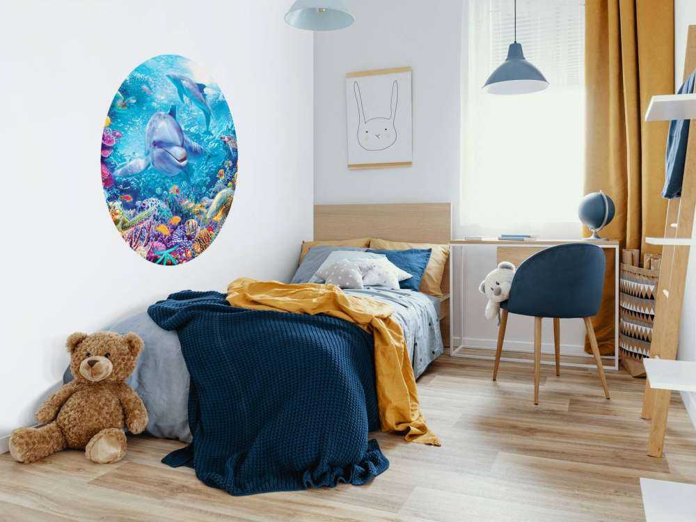 Underwater Dolphin and Turtle