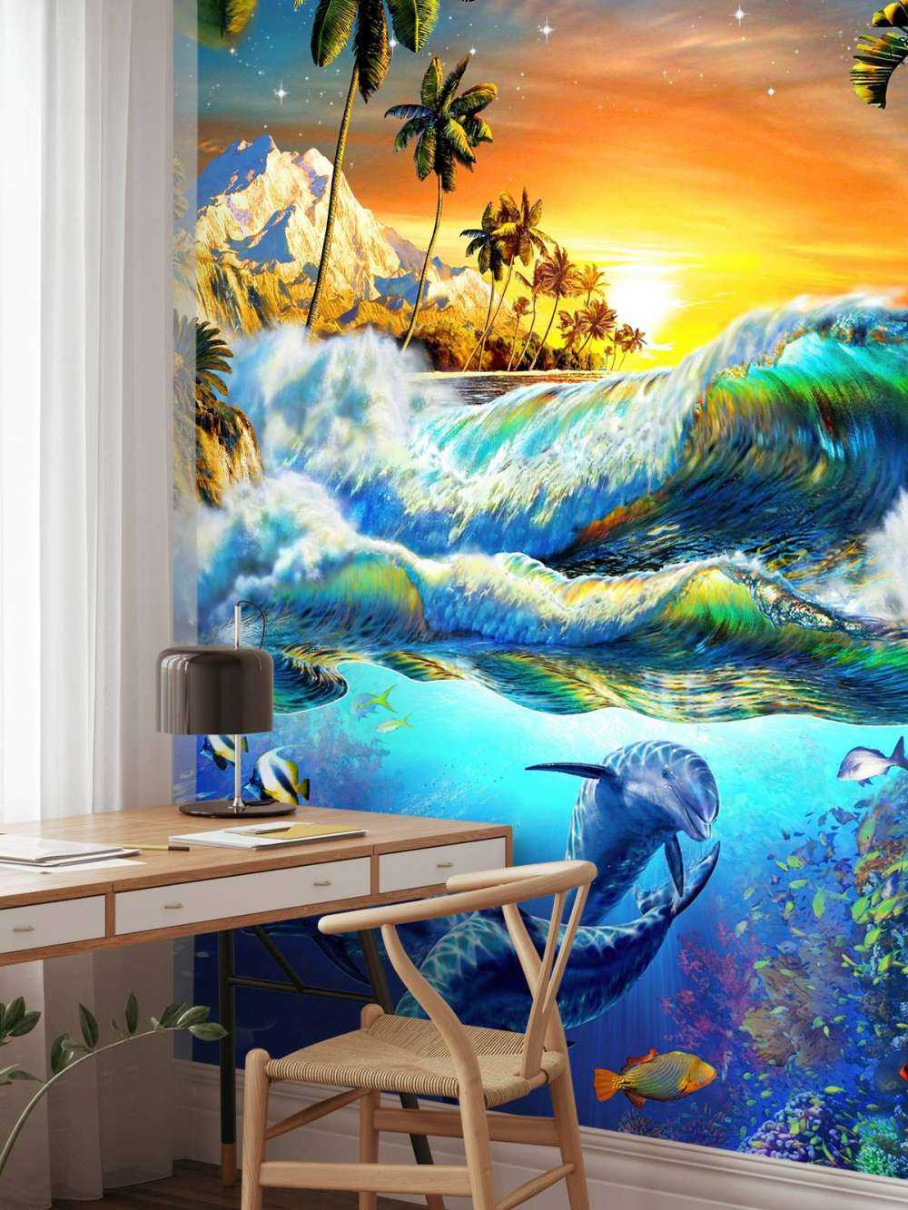 Hawaian Dawn_Waves and Dolphins