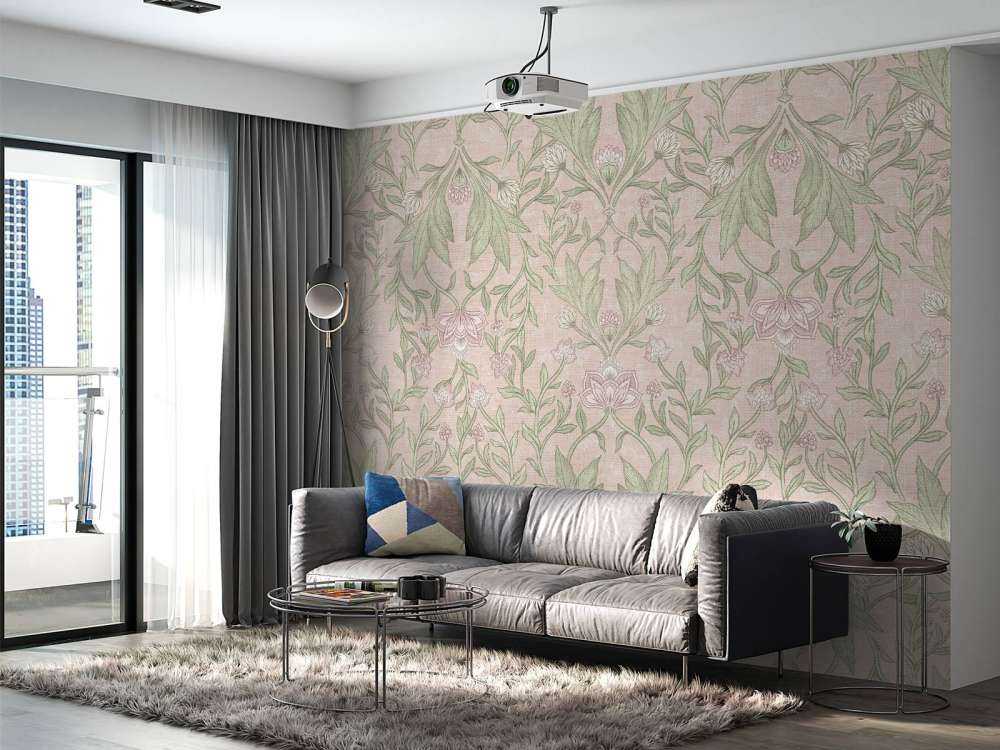 Morris blomsterdamask - pastellrosa