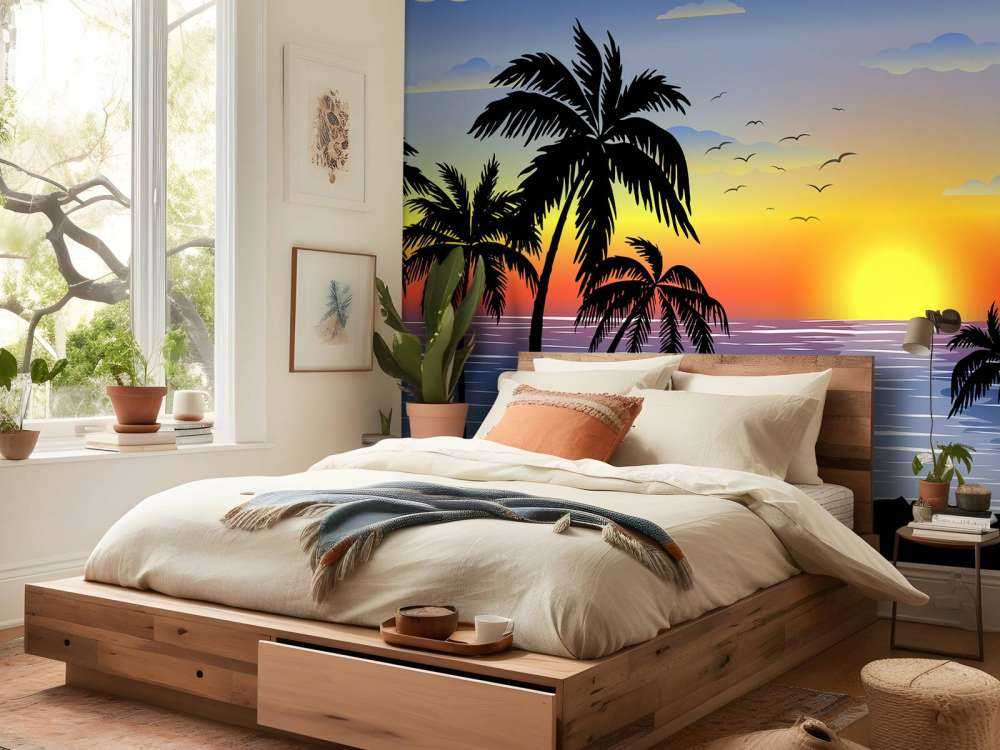 Blå, oransje solnedgang