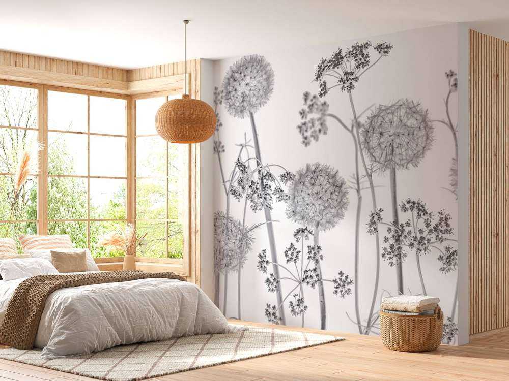 Engblomster i svart og hvitt