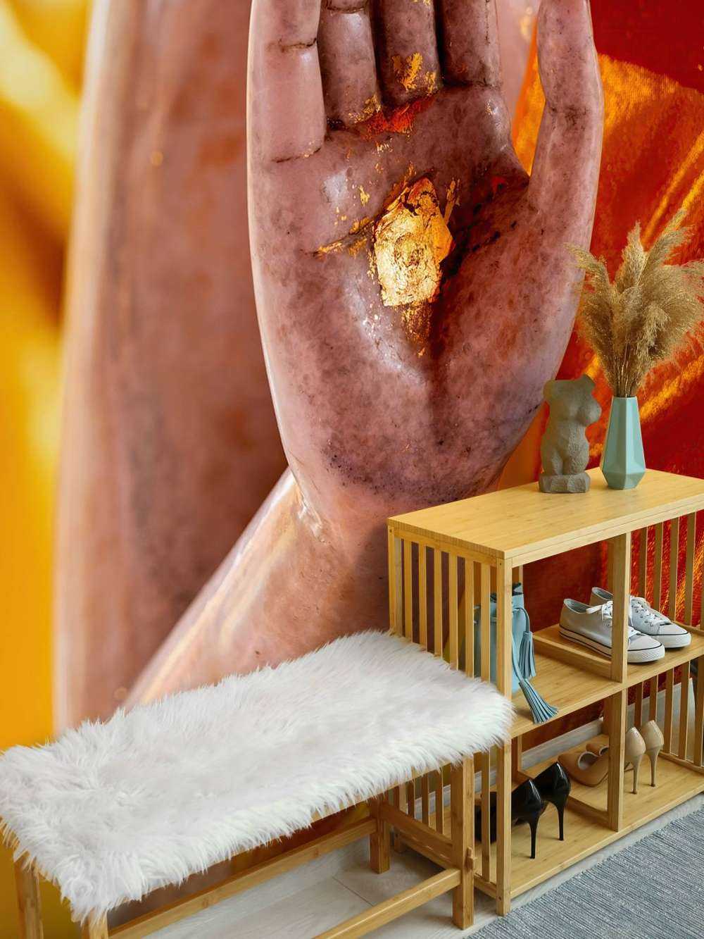 Palme med gullplakett Tempelkompleks Bangkok (Thailand)