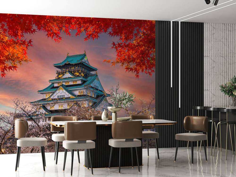 Osaka-slottet gjennom trærne