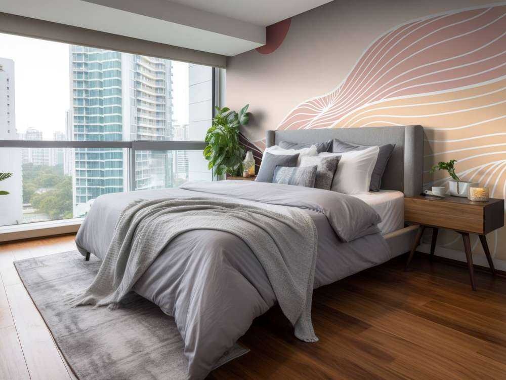 Lineart fjell med solen