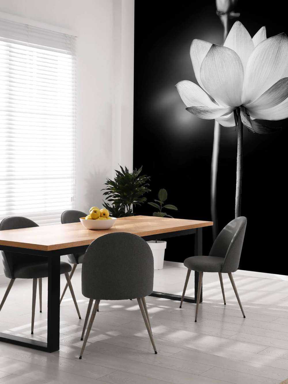 Lotusblomster svart og hvitt