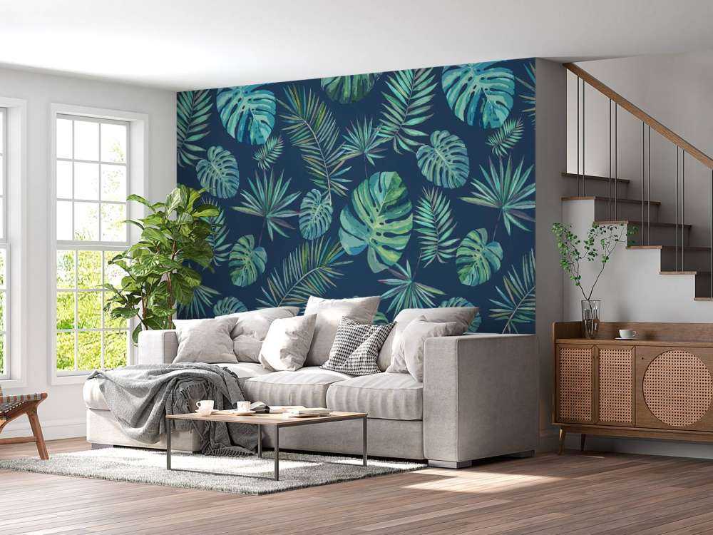 Palmblad och monstera