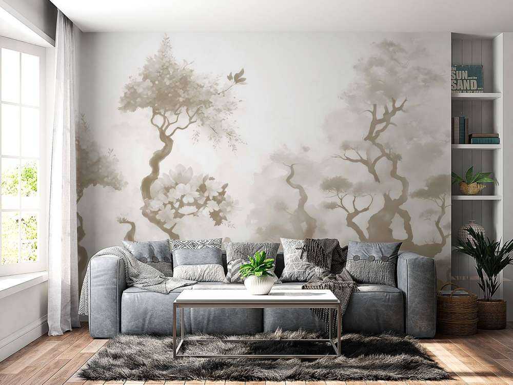 Blommande träd Grå