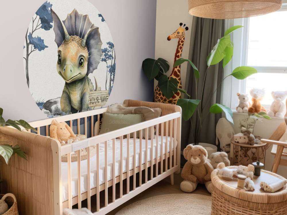 Baby triceratops i den blåa djungeln