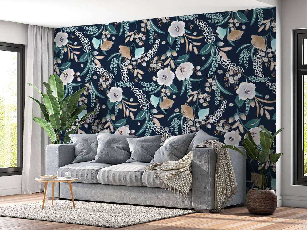 Blomsterträdgård vid midnatt