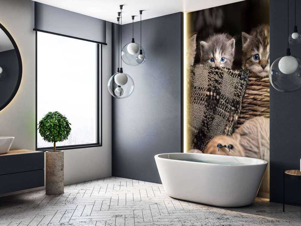 Tre kattungar i en korg