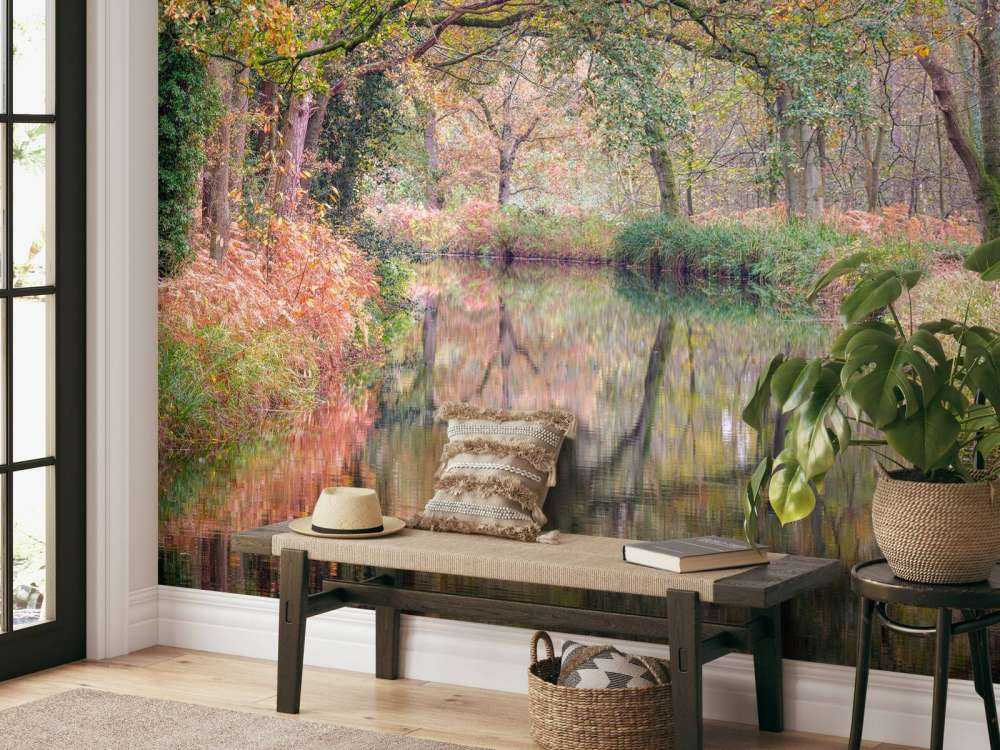 Täckt färgglad skog