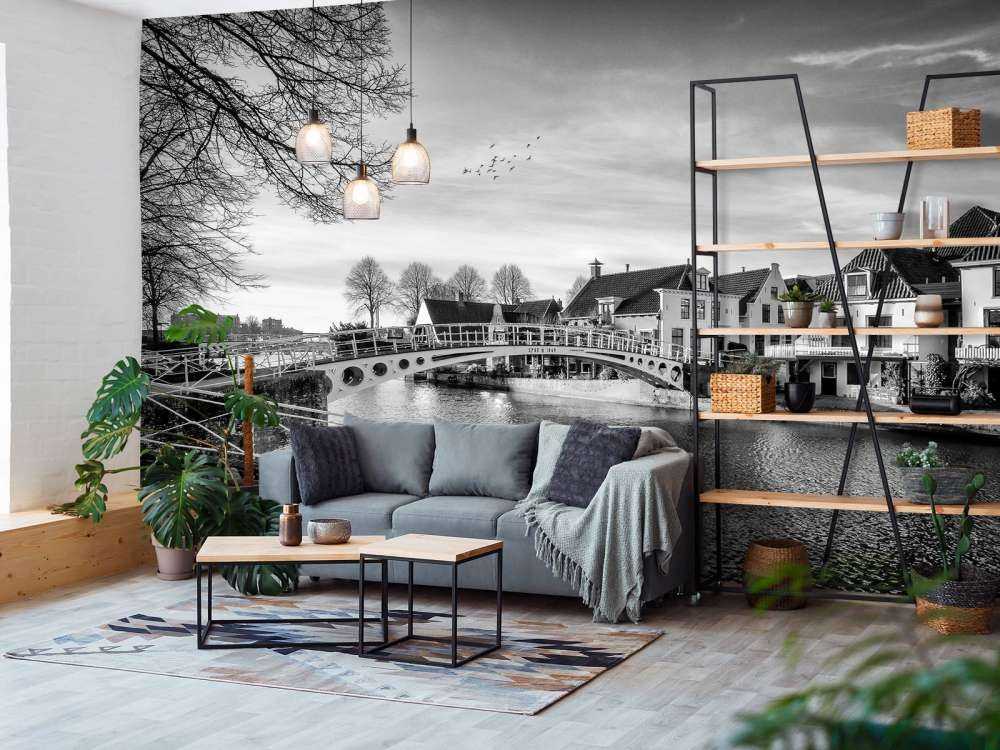 Den befästa staden Dokkum Bro över Klein Diep Friesland 