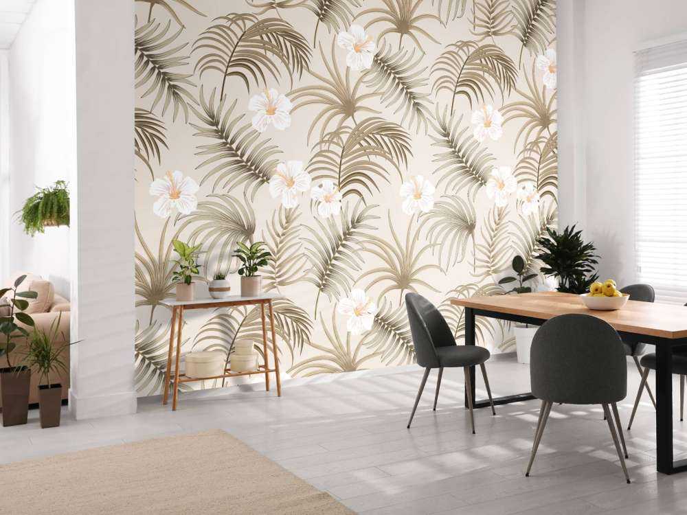 Palmblad och blommor