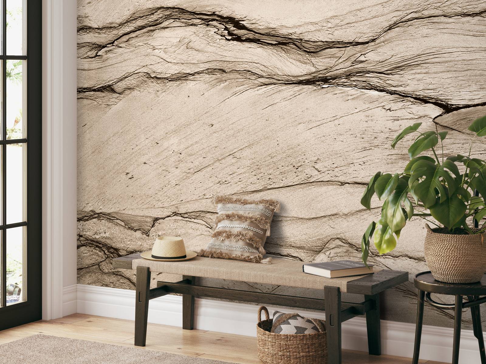 Vågig beige marmor